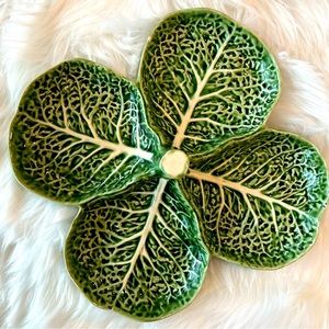 Vintage Bordallo Pinheiro 4 clover cabbageware serving platter